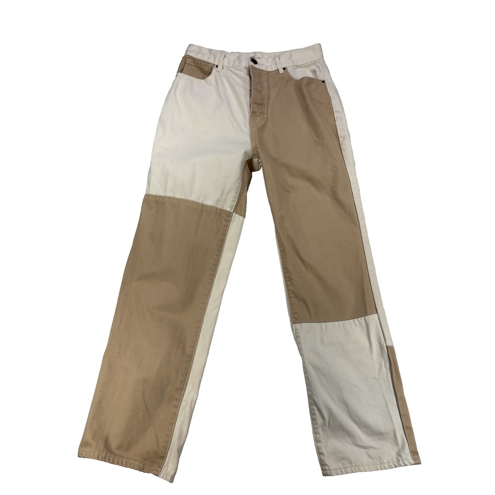 PACSUN Women's 26 High Rise Straight Tan Colorblock Denim Jeans Y2K Streetwear